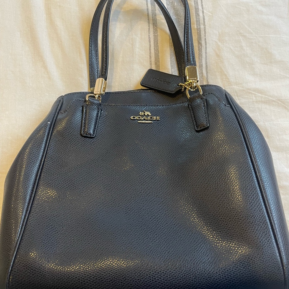 Coach navy blue leather bag
